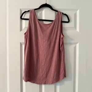 Loft Outlet | Pink Tie Back Detail 100% Cotton Flowy Tank Top | Size M